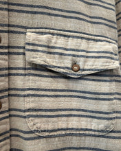 Load image into Gallery viewer, Sportscraft LinenLike Long Sleeve Shirt Beige / Navy Striped - Bisy Clothing