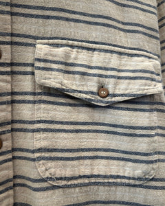 Sportscraft LinenLike Long Sleeve Shirt Beige / Navy Striped - Bisy Clothing
