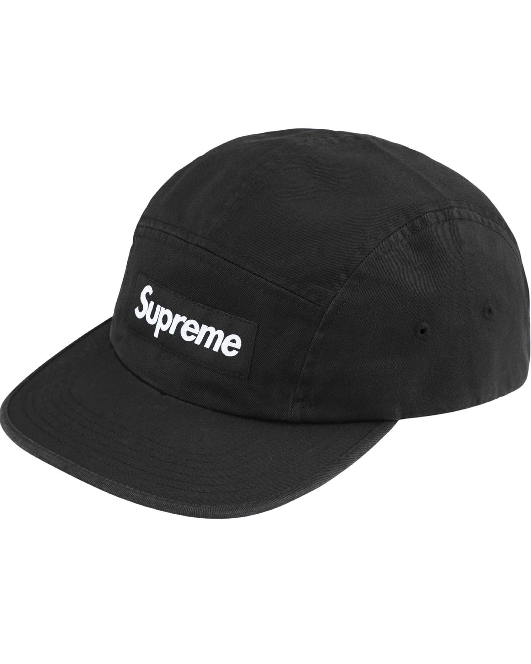 Supreme Washed Chino Twill Camp Cap in Black FW24 - Bisy Clothing