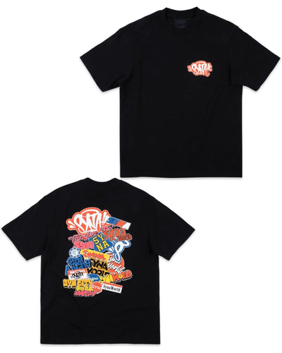 Syna World 'Sticker' Short Sleeve T-Shirt in Black - Bisy Clothing