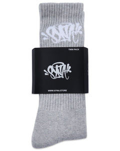 Syna World Twin Pack Socks in Grey and White (24/25) - Bisy Clothing