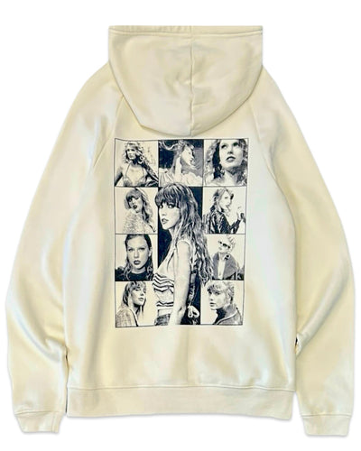 Taylor Swift 'The Eras' International Tour Hoodie Beige - Bisy Clothing