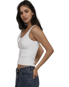 Thrills Elle Plunge Ribbed Tank in White ⏐ Size 10 - Bisy Clothing