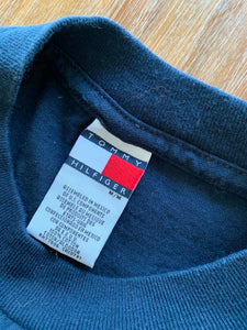 TOMMY HILFIGER Size M Vintage Spellout & Crest Navy T-Shirt Men's MAR8821 - Bisy Clothing