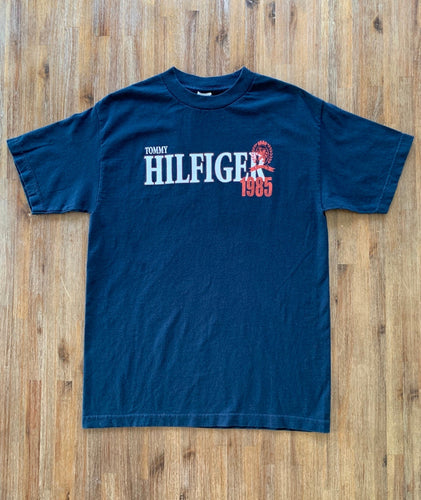 TOMMY HILFIGER Size M Vintage Spellout & Crest Navy T-Shirt Men's MAR8821 - Bisy Clothing