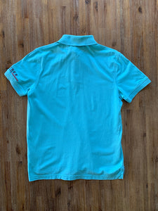 TOMMY HILFIGER Size S TH NY Polo Shirt in Teal Sleeve Embroidery Men's DEC87 - Bisy Clothing