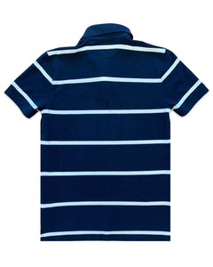 Tommy Hilfiger Striped Short Sleeve Polo Shirt in Navy - Bisy Clothing