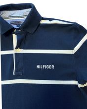 Load image into Gallery viewer, Tommy Hilfiger Striped Short Sleeve Polo Shirt in Navy - Bisy Clothing