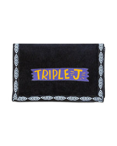 Triple J Retro Velcro Corduroy Wallet in Black - Bisy Clothing