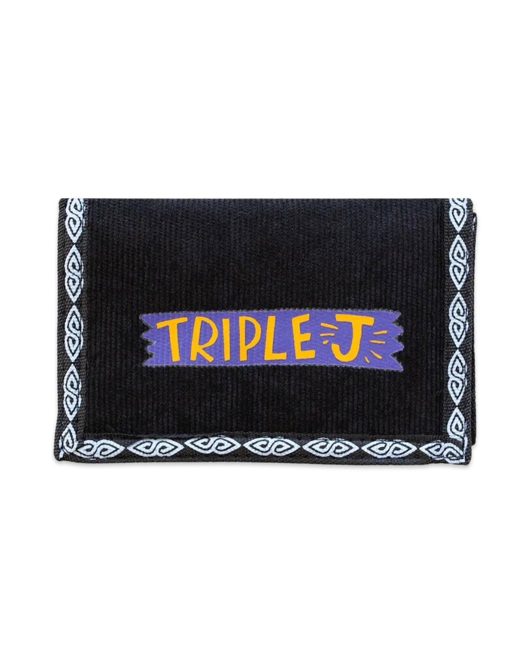 Triple J Retro Velcro Corduroy Wallet in Black - Bisy Clothing
