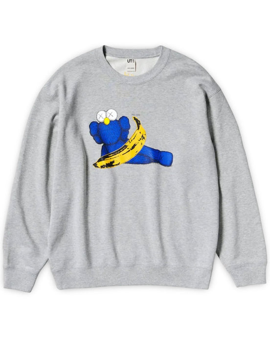 Uniqlo x KAWS x Andy Warhol Crew Sweatshirt in Heather Grey (2024) - Bisy Clothing