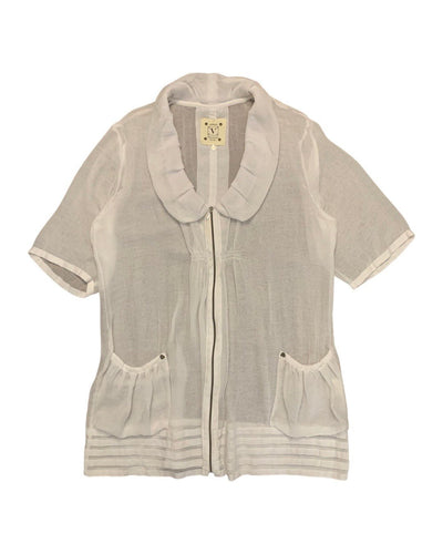 VERGE Size M 'Dream Coat' Cardigan in White AUG2221 - Bisy Clothing