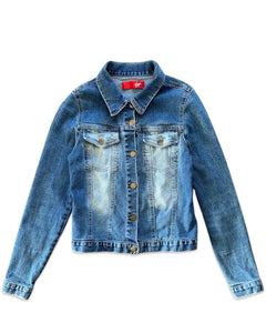 Virgin Vintage Denim Blue Button Jacket in Blue ⏐ Size XS - Bisy Clothing