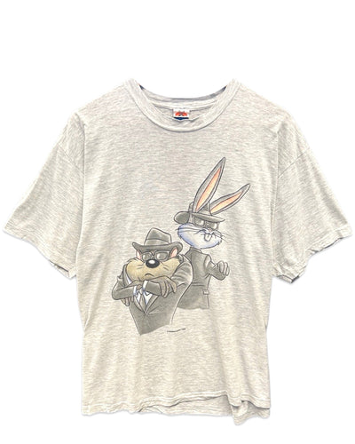 Warner Bros Vintage 1998 Bugs Bunny Tazzy Devil Short Sleeve T-Shirt Grey ⏐Size L - Bisy Clothing