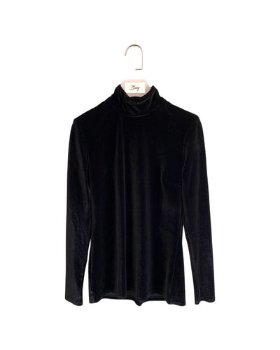 WITCHERY Size XS Velvet Long Sleeve Polo Neck Top in Black MAR4521 - Bisy Clothing