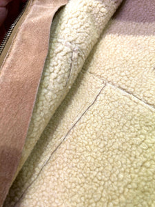 Wrangler Vintage Leather Sherpa Lined Zip Jacket ⏐ Size L - Bisy Clothing