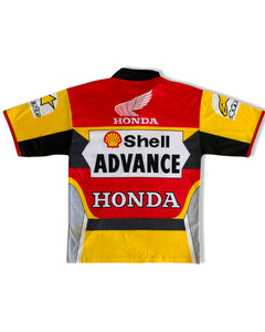 SEVEN STAR Size L Vintage Honda Shell Motor Sport Racing Short Sleeve Shirt