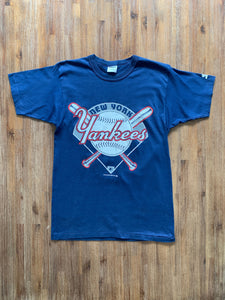 STARTER Size M Vintage New York Yankees Baseball Single Stitch Navy T-Shirt Men's
