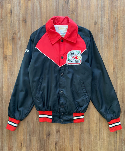 VINTAGE Size XS MACS Ice Hockey Super Series jacket in Black and Red Women's JAN21