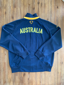 NIKE Size XL Football Australia Blue and Gold Zip Jumper Men's