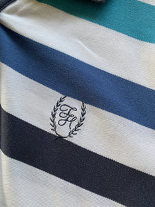 TOMMY HILFIGER Size XL Blue Striped Slim Fit Polo Shirt Women's OCT167
