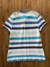 Load image into Gallery viewer, TOMMY HILFIGER Size XL Blue Striped Slim Fit Polo Shirt Women&#39;s OCT167