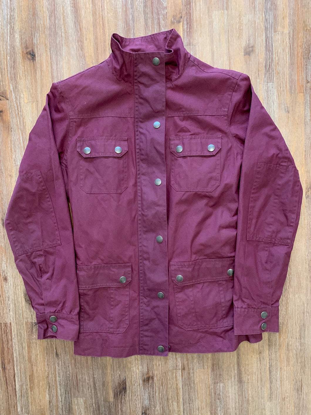 Zip and Button Jacket in Burgundy<br/>Preloved
