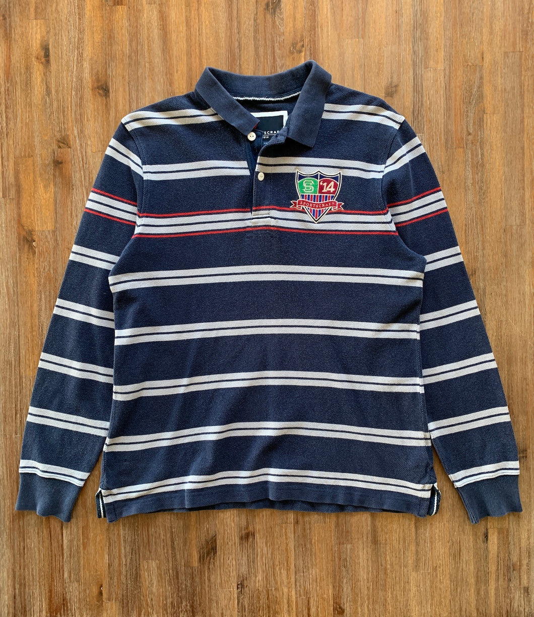 SPORTSCRAFT Size S / M Long Sleeve Polo Shirt in Blue Mens JAN54