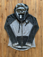 Load image into Gallery viewer, ROXY Size XS Distressed Zip Hooded Jumper in Black and Grey Women&#39;s JU28