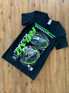 KAWASAKI Size S Racing Number 3 Road Racing T-Shirt in Black Womens JAN102