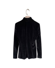 Load image into Gallery viewer, WITCHERY Size XS Velvet Long Sleeve Polo Neck Top in Black MAR4521