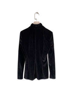 WITCHERY Size XS Velvet Long Sleeve Polo Neck Top in Black MAR4521