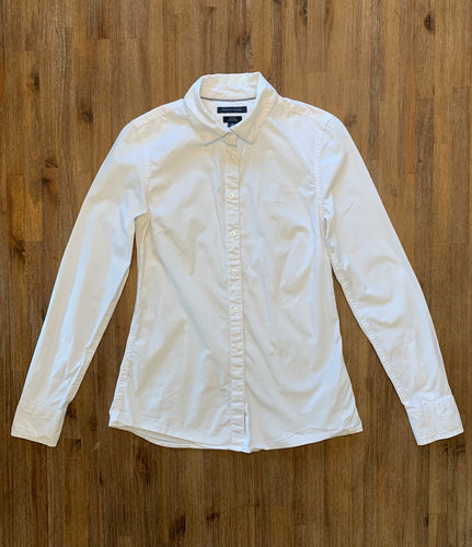 TOMMY HILFIGER Size XS White Long Sleeve Button Shirt Women's JU92