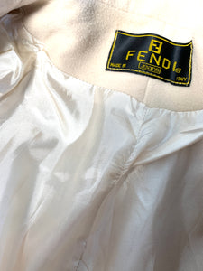 FENDI  Cream Zip Cashmere Fleece Jacket in Beige Authentic APR1922