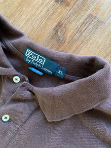 Ralph Lauren Size XL Vintage Long Sleeve Polo Shirt in Brown Men's JU17