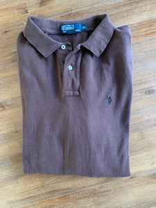 Ralph Lauren Size XL Vintage Long Sleeve Polo Shirt in Brown Men's JU17