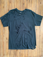 Load image into Gallery viewer, KYLIE Size L Distressed Black Shirt Dress with Back Graphic Women&#39;s