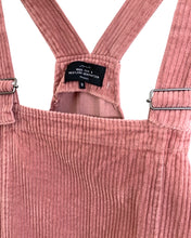 Load image into Gallery viewer, Size S Pink Corduroy Dungaree Dress APR4622