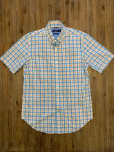 Load image into Gallery viewer, NAUTICA Size S Classic Fit Orange and Blue Check Short Sleeve Shirt Men&#39;s JUL29