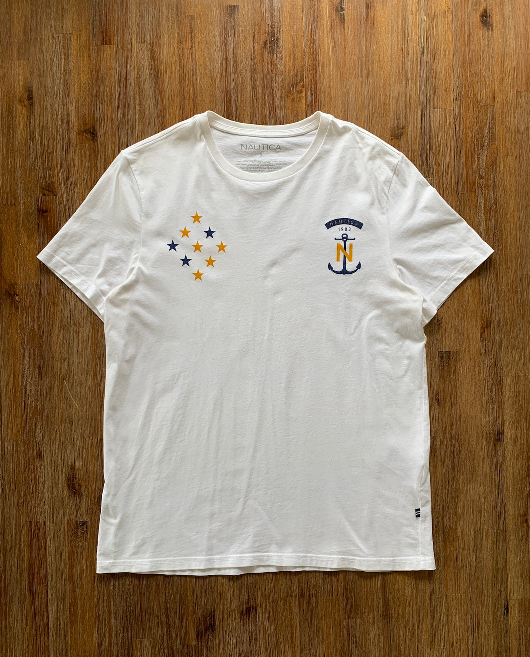 NAUTICA Size S Anchor Logo T-Shirt in White Men's FEB46