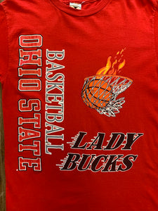 OHIO STATE Size M Ohio State University Lady Bucks Red T-Shirt Women's AUG40
