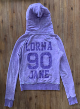 Load image into Gallery viewer, LORNA JANE Size S Distressed Purple Hooded Zip Jumper Women&#39;s JUL146