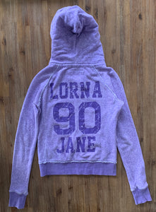 LORNA JANE Size S Distressed Purple Hooded Zip Jumper Women's JUL146