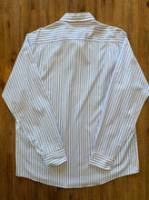 將圖片載入圖庫檢視器 BLAZER Size XL New Gibbs Long Sleeve Blue Striped Button Shirt Men&#39;s AUG30