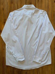 BLAZER Size XL New Gibbs Long Sleeve Blue Striped Button Shirt Men's AUG30