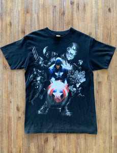 MARVEL X MAD ENGINE Size M Vintage Y2K  Captain America T-Shirt Black MAR9721