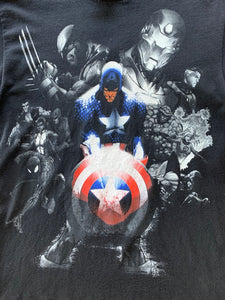 MARVEL X MAD ENGINE Size M Vintage Y2K  Captain America T-Shirt Black MAR9721