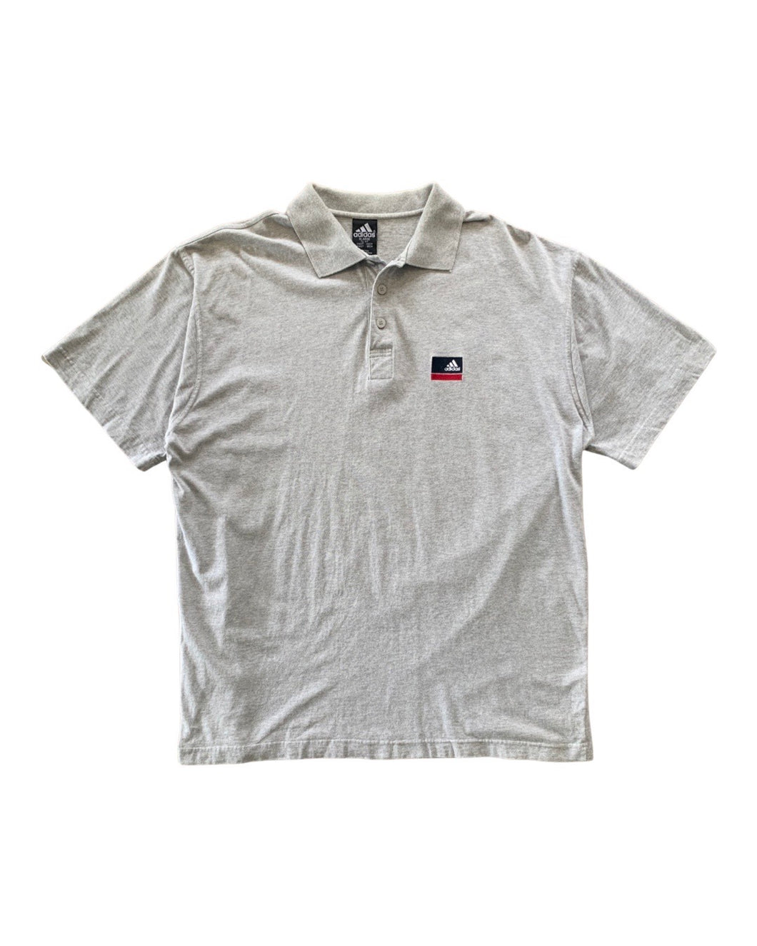 ADIDAS Size XL Vintage Pocket Logo Grey Polo Shirt SEP3521