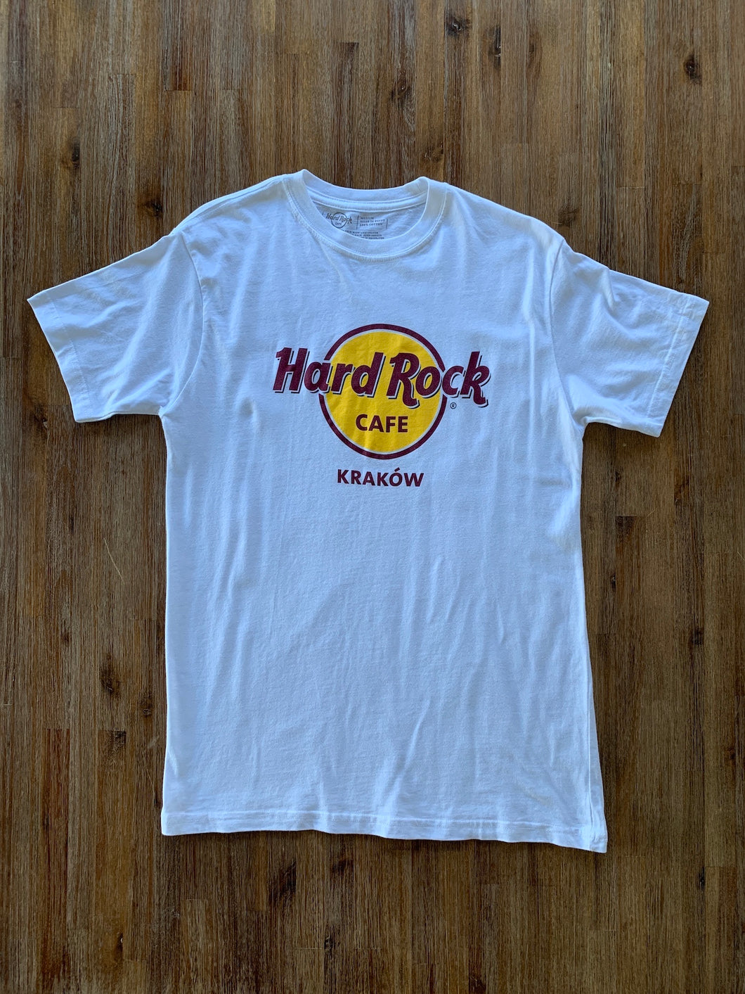 HARD ROCK Size M Hard Rock Café Logo 'Krakow' Poland White T-Shirt MAR9221