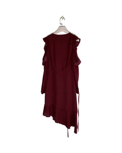 Long Sleeve Designer Dress in Burgundy<br />Preloved